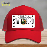 Statesboro Georgia Novelty License Plate Hat Mesh / Red