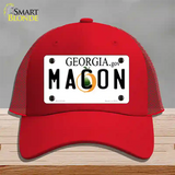 Macon Georgia Novelty License Plate Hat Mesh / Red