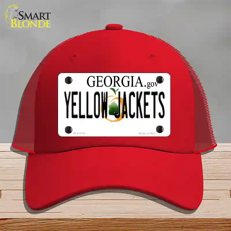 Yellow Jackets Georgia Novelty License Plate Hat Mesh / Red