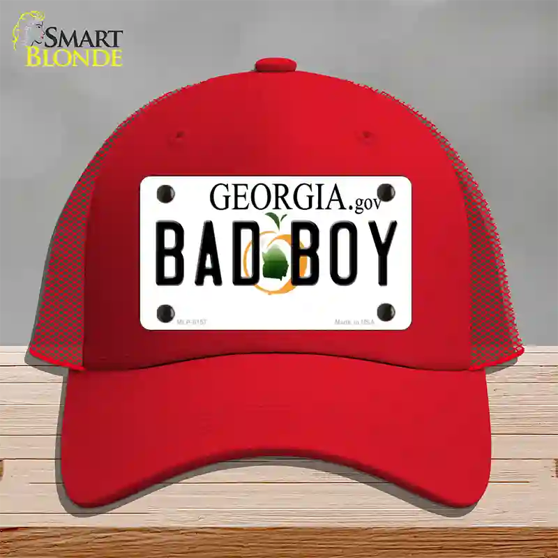 Bad Boy Georgia Novelty License Plate Hat Mesh / Red