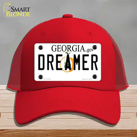 Dreamer Georgia Novelty License Plate Hat Mesh / Red