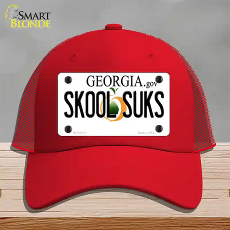 Skool Suks Georgia Novelty License Plate Hat Mesh / Red