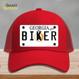 Biker Georgia Novelty License Plate Hat Mesh / Red