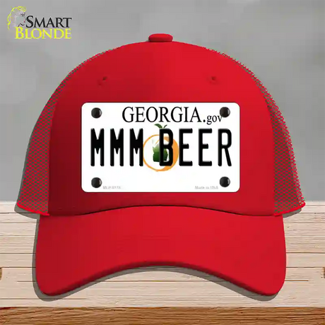 MMM Beer Georgia Novelty License Plate Hat Mesh / Red