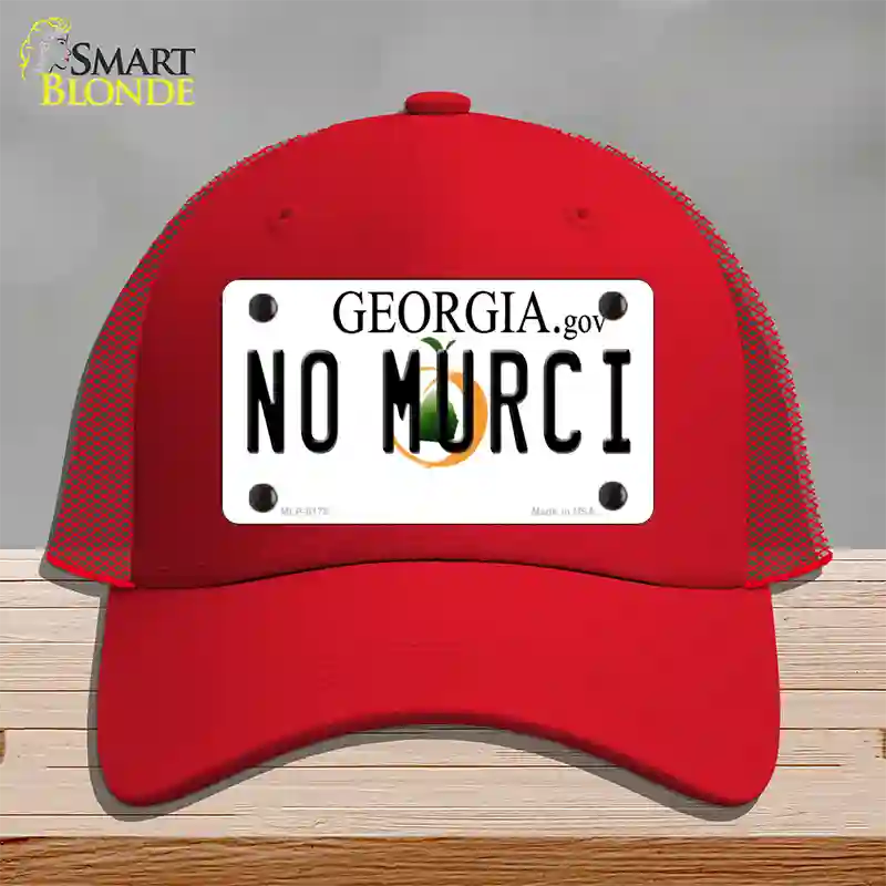 No Murci Georgia Novelty License Plate Hat Mesh / Red