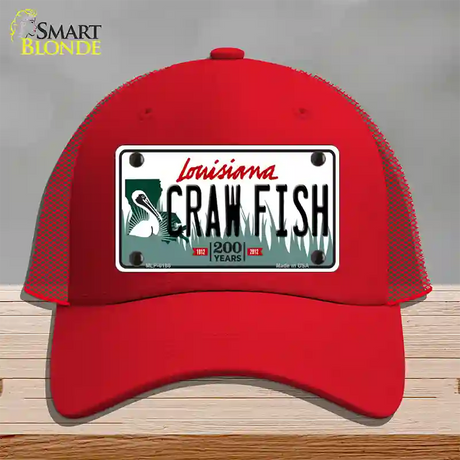 Craw Fish Louisiana Novelty License Plate Hat Mesh / Red