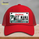 Hot Mama Louisiana Novelty License Plate Hat Mesh / Red