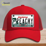 Peachy Louisiana Novelty License Plate Hat Mesh / Red