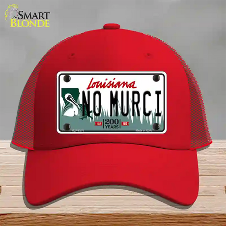 No Murci Louisiana Novelty License Plate Hat Mesh / Red