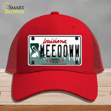 Meeooww Louisiana Novelty License Plate Hat Mesh / Red