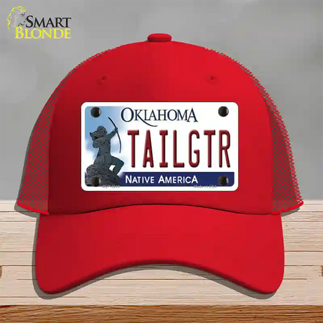 Tailgtr Oklahoma Novelty License Plate Hat Mesh / Red