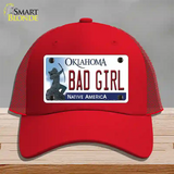 Bad Girl Oklahoma Novelty License Plate Hat Mesh / Red