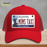 Moms Taxi Oklahoma Novelty License Plate Hat Mesh / Red