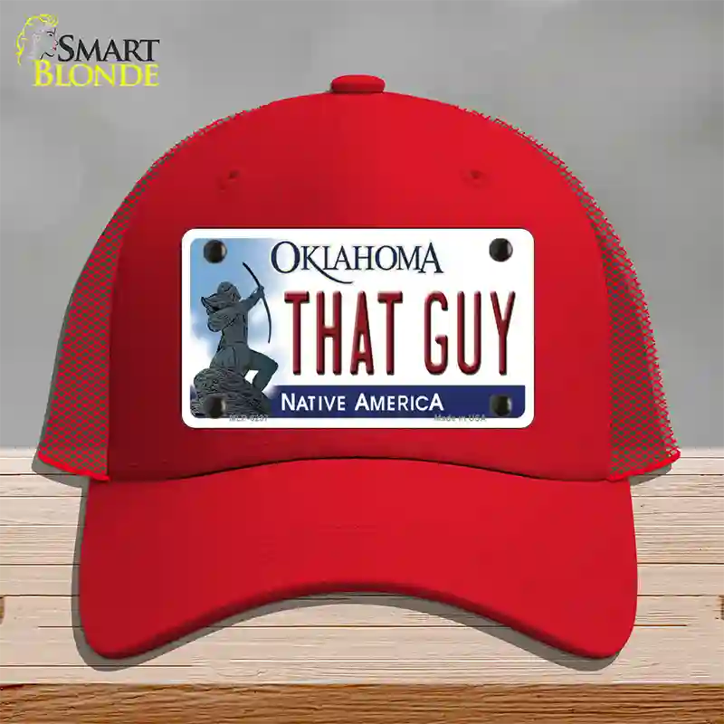 That Guy Oklahoma Novelty License Plate Hat Mesh / Red