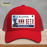 MMM Beer Oklahoma Novelty License Plate Hat Mesh / Red