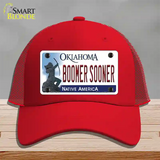 Boomer Sooner Oklahoma Novelty License Plate Hat Mesh / Red