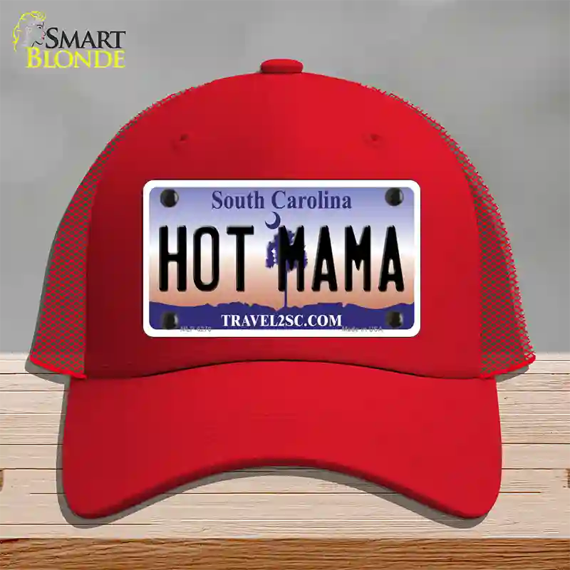 Hot Mama South Carolina Novelty License Plate Hat Mesh / Red