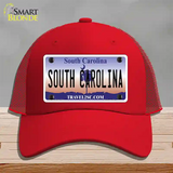 South Carolina Novelty License Plate Hat Mesh / Red