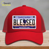 Blessed South Carolina Novelty License Plate Hat Mesh / Red