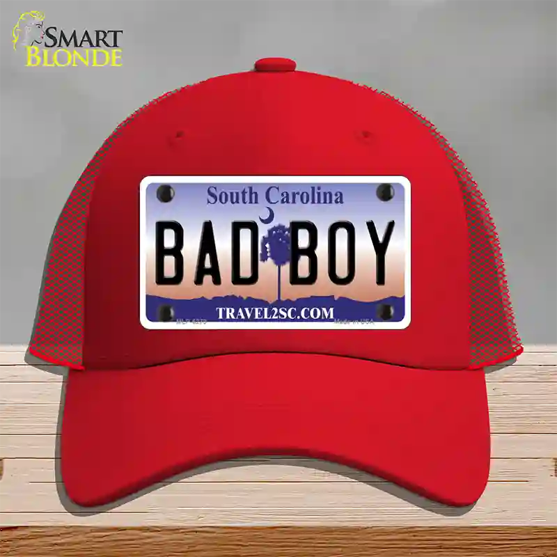 Bad Boy South Carolina Novelty License Plate Hat Mesh / Red