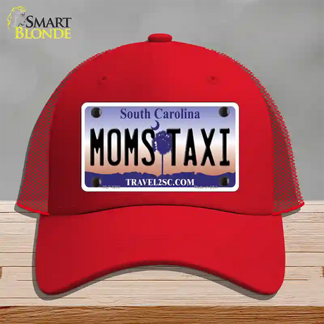 Moms Taxi South Carolina Novelty License Plate Hat Mesh / Red