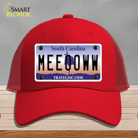 Meeooww South Carolina Novelty License Plate Hat Mesh / Red