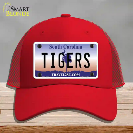 Tigers South Carolina Novelty License Plate Hat Mesh / Red