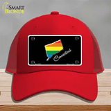 Connecticut Rainbow Novelty License Plate Hat Mesh / Red