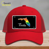 Florida Rainbow Novelty License Plate Hat Mesh / Red