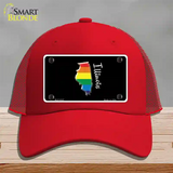 Illinois Rainbow Novelty License Plate Hat Mesh / Red