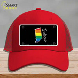 Indiana Rainbow Novelty License Plate Hat Mesh / Red