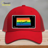 Kansas Rainbow Novelty License Plate Hat Mesh / Red