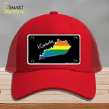 Kentucky Rainbow Novelty License Plate Hat Mesh / Red