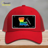 Louisiana Rainbow Novelty License Plate Hat Mesh / Red