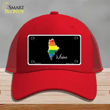 Maine Rainbow Novelty License Plate Hat Mesh / Red