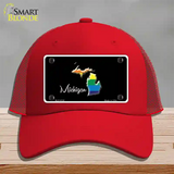 Michigan Rainbow Novelty License Plate Hat Mesh / Red