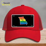 Missouri Rainbow Novelty License Plate Hat Mesh / Red