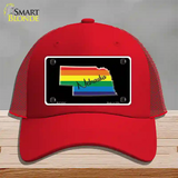 Nebraska Rainbow Novelty License Plate Hat Mesh / Red