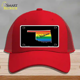 Oklahoma Rainbow Novelty License Plate Hat Mesh / Red