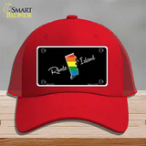 Rhode Island Rainbow Novelty License Plate Hat Mesh / Red