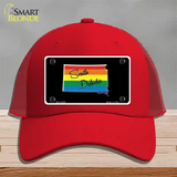 South Dakota Rainbow Novelty License Plate Hat Mesh / Red