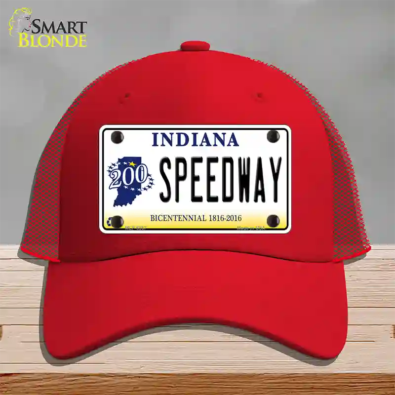 Speedway Indiana Novelty License Plate Hat Mesh / Red