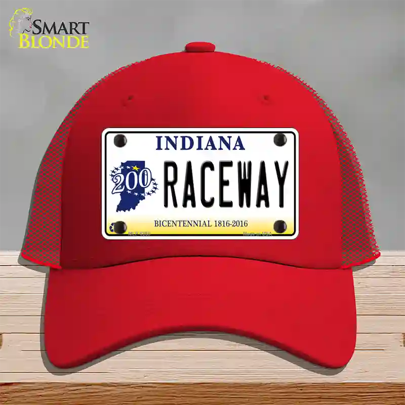 Raceway Indiana Novelty License Plate Hat Mesh / Red