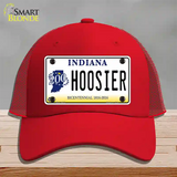 Hoosier Indiana Novelty License Plate Hat Mesh / Red