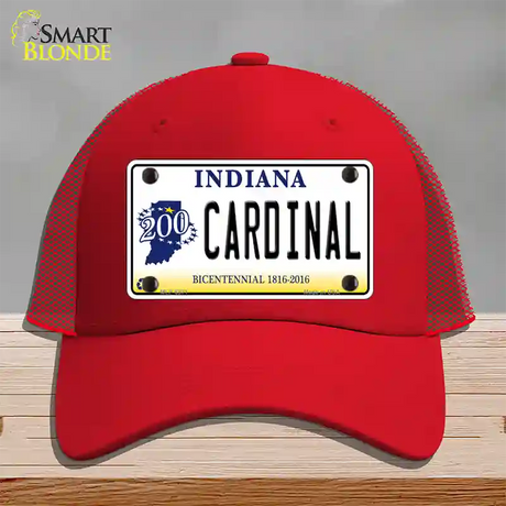 Cardinal Indiana Novelty License Plate Hat Mesh / Red