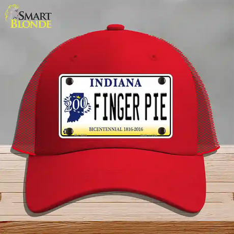 Finger Pie Indiana Novelty License Plate Hat Mesh / Red