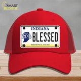 Blessed Indiana Novelty License Plate Hat Mesh / Red