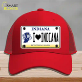 I Love Indiana Novelty License Plate Hat Mesh / Red