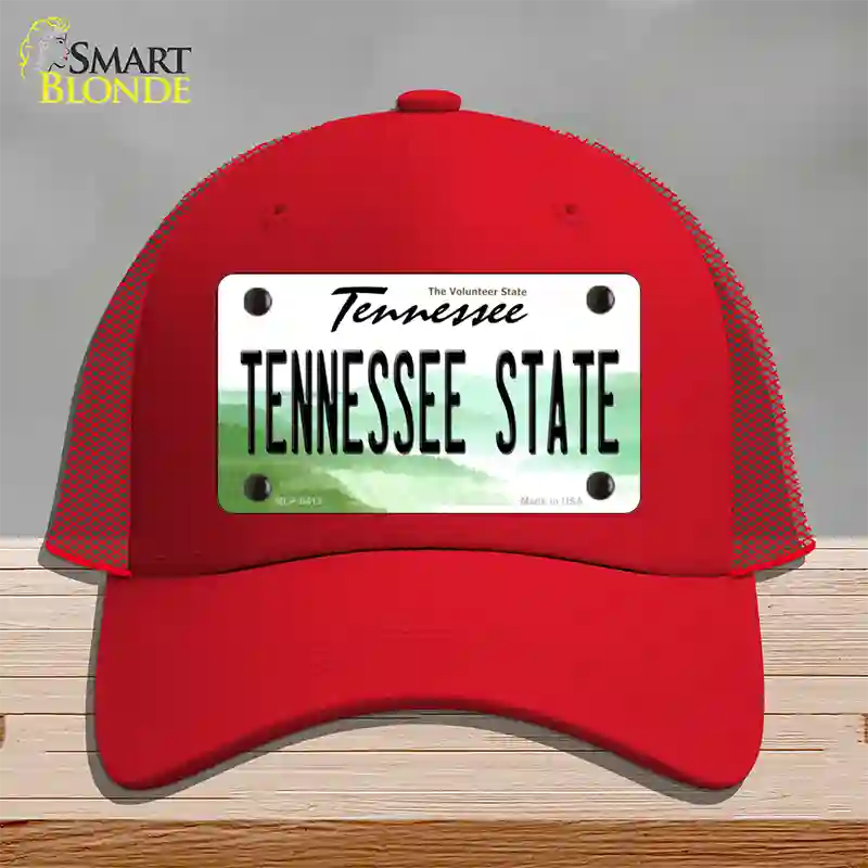 Tennessee State Novelty License Plate Hat Mesh / Red