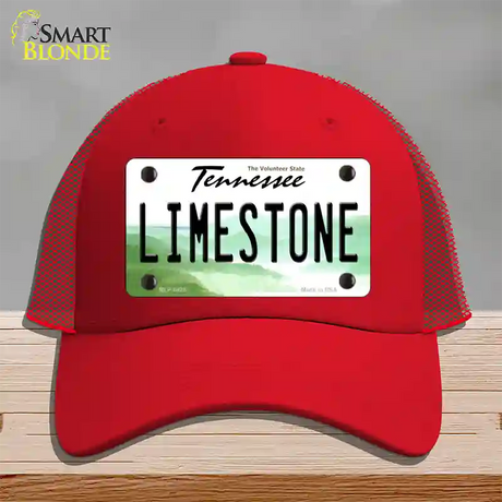 Limestone Tennessee Novelty License Plate Hat Mesh / Red